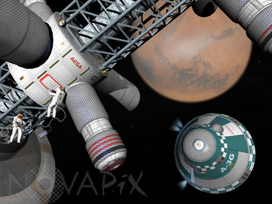 Unmanned cargo capsule departs Mars cycler