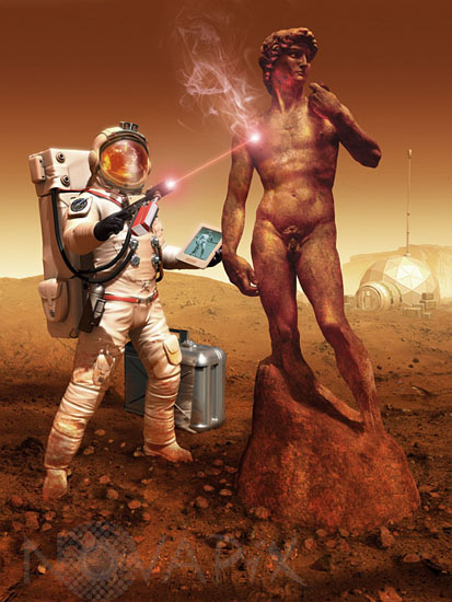 Astronaute sur Mars - Illustration