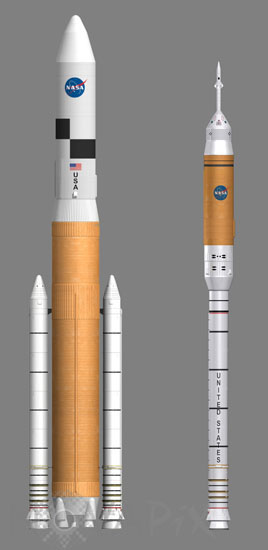 Ares 5 and Ares 1 rockets