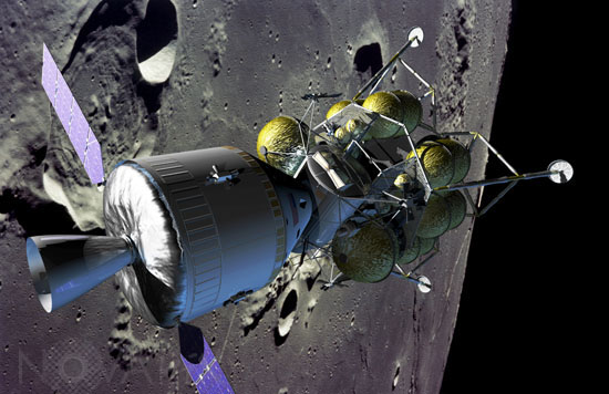 The Orion spacecraft in lunar orbit - Artist view