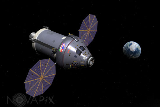 The MPCV spacecraft in space
