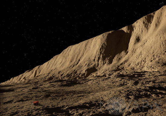 Exploration de la Lune - Le mur droit - Vue d'artiste