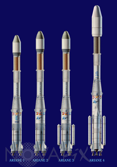 The Ariane 1 to 4 rockets family - Illustration