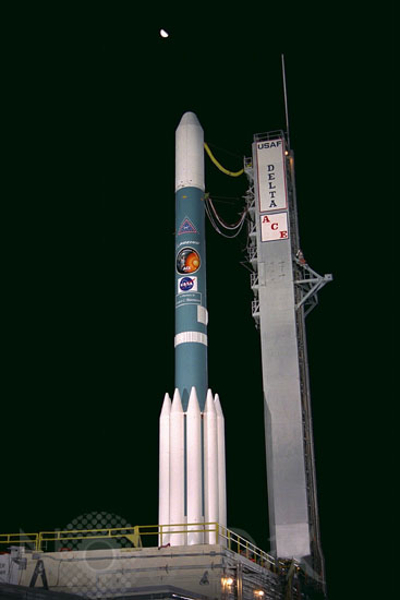 Delta II rocket on launch pad. 08/1997