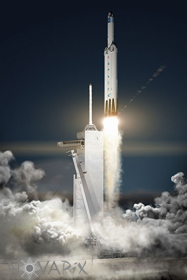 Décollage fusée Falcon Heavy - Illustration