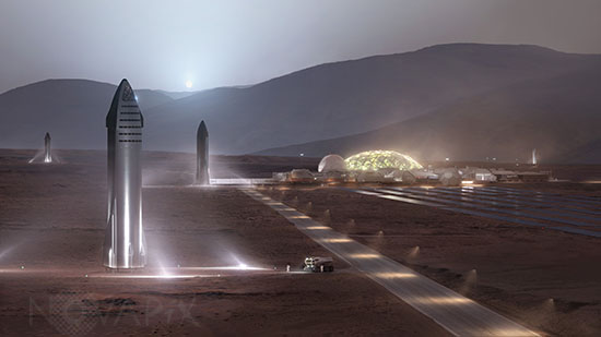 Fusées Starship sur Mars - Illustration