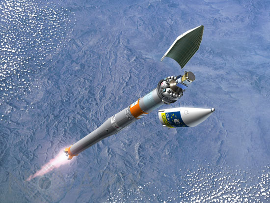 Mise en orbite du satellite Giove-B - Vue d'artiste