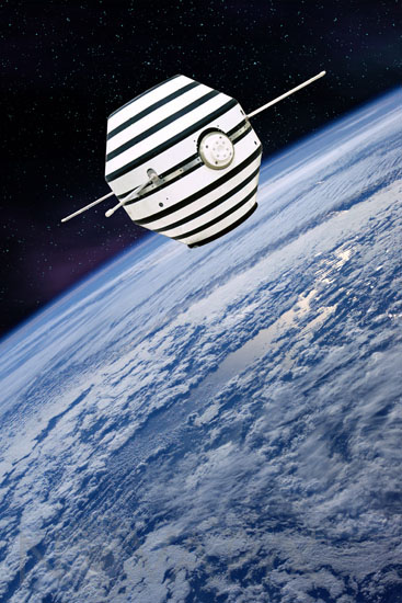 Satellite Asterix above the Earth - Illustration