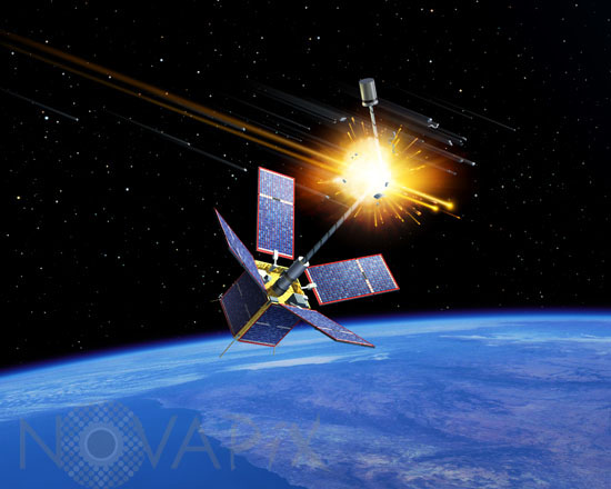 Satellite hit by a space debris - Artist view