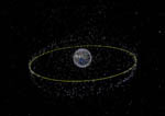 Vue des satellites et débris en orbite geostationnaire