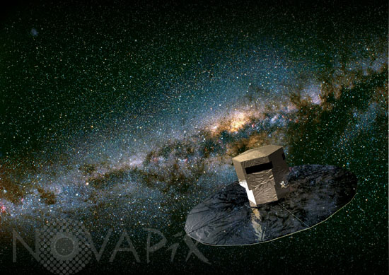 Gaia mapping the stars of the Milky Way. Artwork.