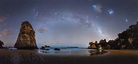 Voie lactée sur Cathedral Cove - Nouvelle-Zelande