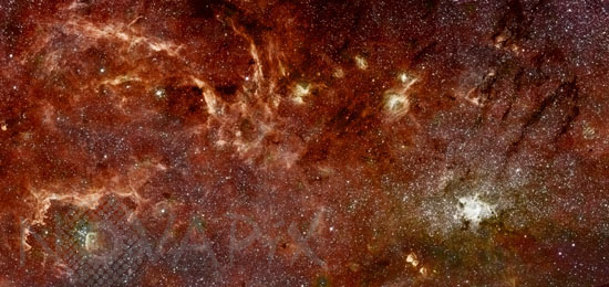 Panorama of galactic center seen in infrared