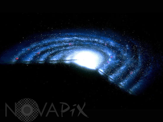 The four spiral arms of our galaxy. Artwork.